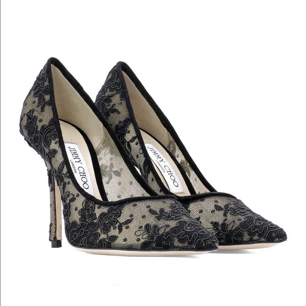 *NIB❗️Jimmy Choo Black Floral Love Lace Pumps